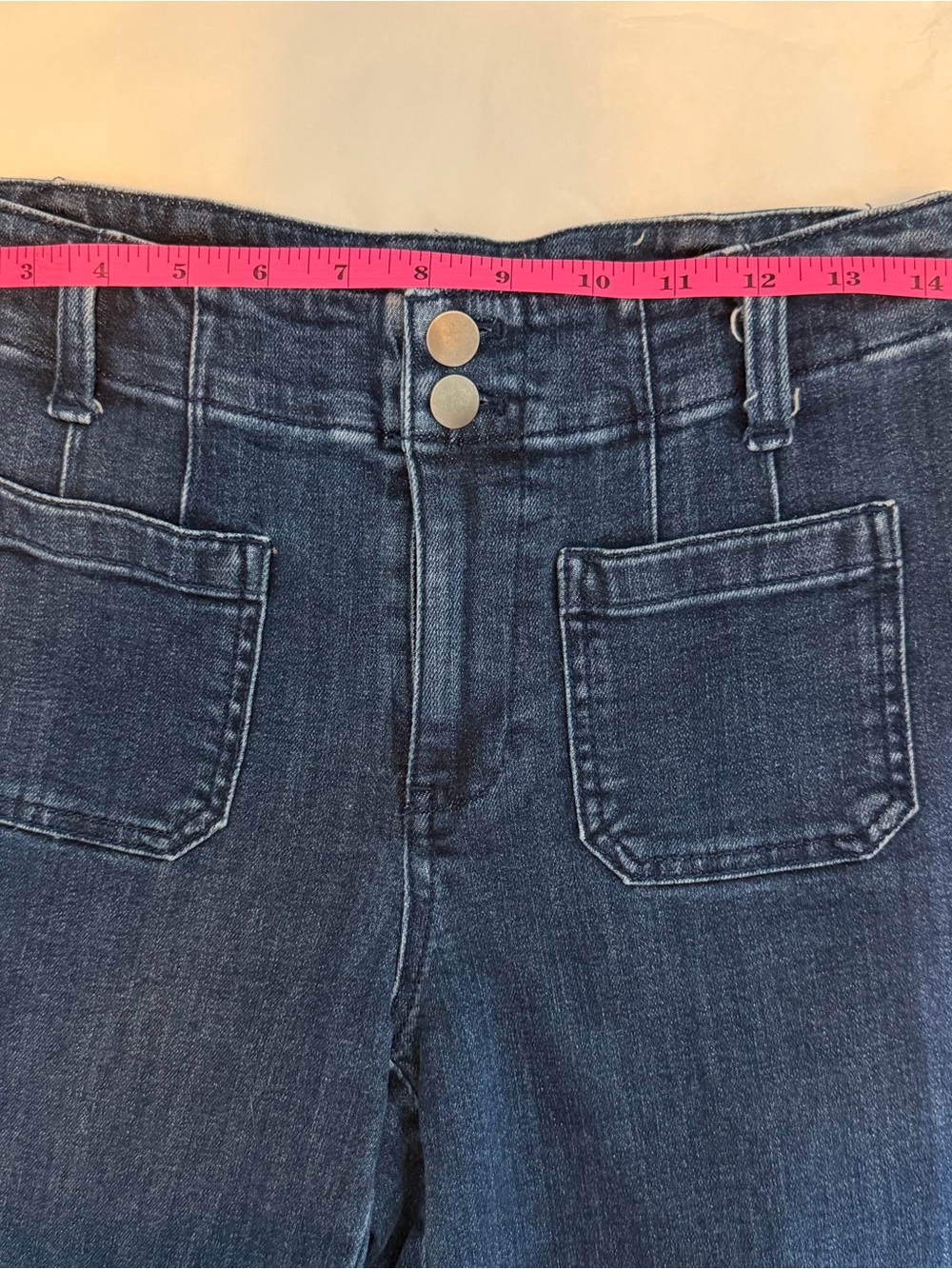 Talbots Blue Wide-Leg Jeans with Front Patch Pockets - Picture 6 of 11